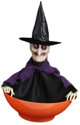 harayaa Halloween Elektrische Spielzeug Süßigkeiten Schale, Trick or Treat Süßigkeiten Schale, Halloween Dekor Süßigkeiten Behälter