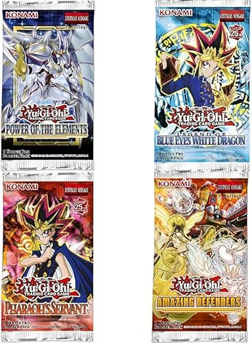 Yugioh! Mystery Pack 4 Booster Set – Diversi set attuali – Inglese – Pacchetto a sorpresa Yu-Gi-Oh! + protezione per spedizione Heartforcards®