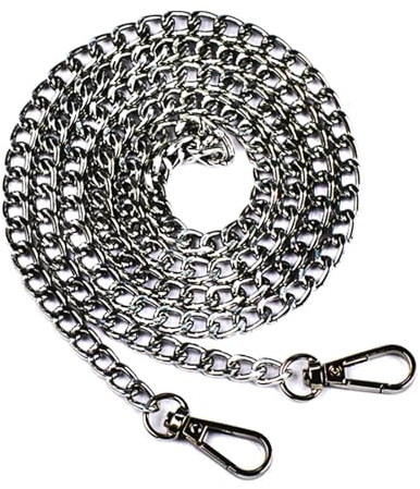 Aluminium Taschen Trageriemen Kette, Schulterriemen für Taschen Kette Schwarz, Ersatz Taschenkette Metall 120cm mit Schnallen für DIY Metall Schulter Crossbody Tasche Handtasche Geldbeutel (Schwarz)