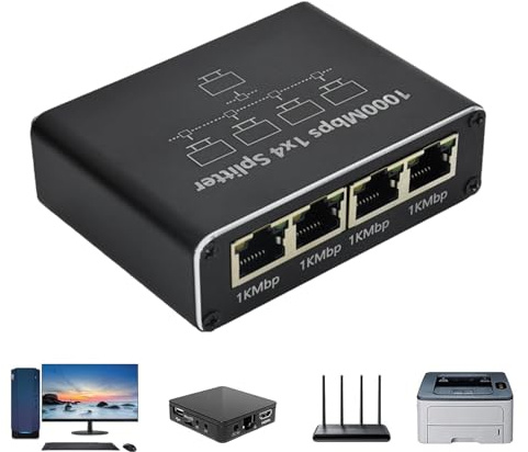 Extra Ethernet Ports for Router 1000Mbps RJ45 Network Cable 1 To 4 | Gigabit Network Connector for Security Monitoring, Computer, TV, Game Console