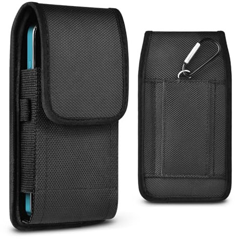 Flintronic Étui de Ceinture Pochette Téléphone Holster, Vertical Ceinture Holster Étui Cuir Boucle Coque, Téléphone Nylon Housse Coque Ceintures pour Smartphones de 6,5 Pouces iPhone 15 14 13 12 Pro