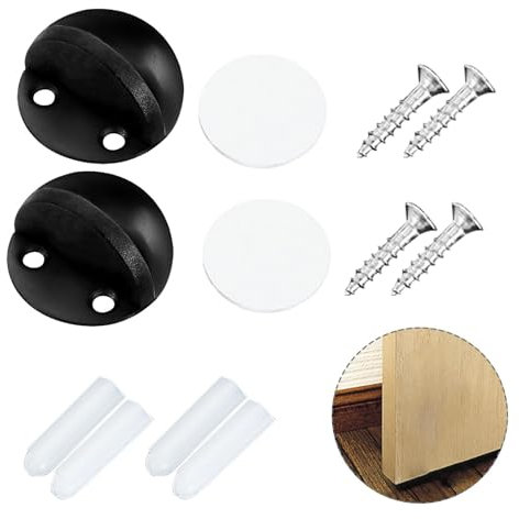 Tongdejing Door Stoppers,Stainless Steel Door Stopper Oval Floor Door Stop with Screws and 3M Glues Protect Walls and Doors for Home & Office Use(blacksize:2 pcsundefined:2 pcs)