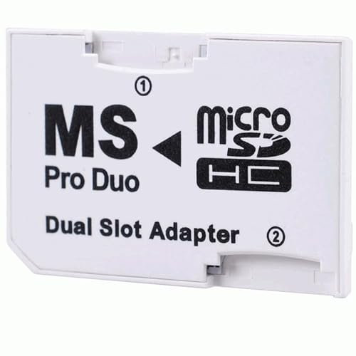 TECHZOCO Adaptador Micro SD a Memory Stick Pro Duo Dual, Conversor Micro SD a Memory Stick Pro Duo, Convertidor de Tarjeta Micro SD a Memory Stick Pro Duo, Compatible con Tarjetas hasta 64 GB