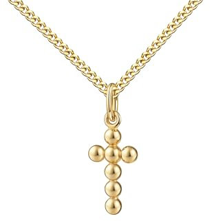 JEVELION Goldschmuck Taufkreuz 750 Gold Kreuzanhänger Goldkreuz für Damen und Kinder Kettenanhänger 18 Karat Gelbgold. Mit Damenkette 925 Silber vergoldet - Kettenlänge 50 cm.