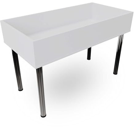 Aigentlich Wühltisch New York aus Holz, Gestell Chrom, Aktionstisch Maße B120 x T60cm o. B80 x T80 cm, Stabiler Verkaufstisch H 96cm, Wühlschütte aus eigener Fertigung (Weiß, 120 x 60 cm)