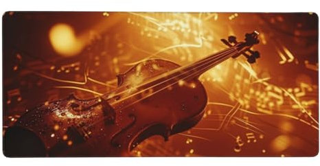 Gitarre Gaming Mauspad XXL 1200x600x4mm, Abstrakt Mousepad Vernähte Kanten Wasserdicht Anti-Rutsch Basis Desk Mat für PC, Laptop Verbesserung der Präzision und Geschwindigkeit der Büroarbeit-GZ953