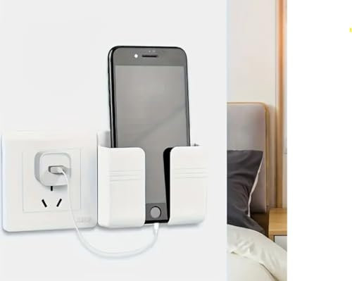 Self adhesive Wall Mount Remote Control holder, Phone Holder, remote holder, Storage Organizer Stand Box, Charging and RV for iphone and Android phones -