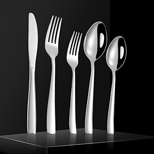 Juego de cubiertos, cuchillos y tenedores para 6 personas. Juego de cubiertos de lujo, juego de cubiertos reutilizables, apto para lavavajillas, vajilla elegante para el hogar/cenas importantes