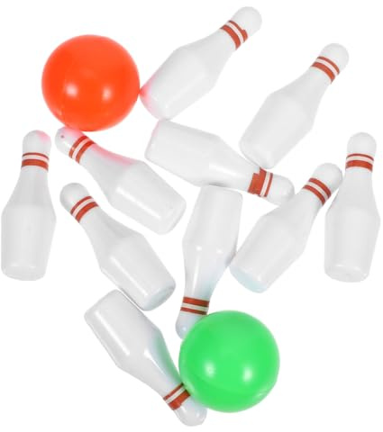 UPKOCH Miniature Bowling Set 10 Pins and 2 Balls Dollhouse Decor Mini Bowling Game Tabletop Game Doll House Accessory for Diy Mini House Scene
