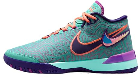 Nike Men's Lebron NXXT Gen AMPD Basketball Shoes, Hyper Turquoise/Court Purple/Bright Mango/Vivid Purple, 6 Women/4.5 Men