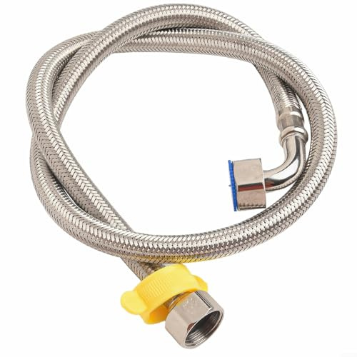 Flexibler Wasserrohr-Winkelverbinder aus Edelstahl, 1,27 cm (1/2 Zoll) Heiß- und Kaltwasserzulaufschlauch für Boiler, Badezimmer, Küche, 60–100 cm, flexibles Winkelrohr (80 cm)
