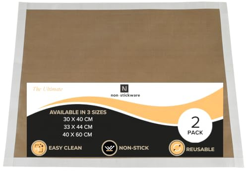Reusable Cooking Mats Flat Baking Sheet Non Stick Tray Liner 40x60cm 2pc | Heavy Duty Oven Liners for Fan Assisted Ovens Gas Charcoal Electric Barbeques, Ovens & Microwaves, Non Toxic Roasting