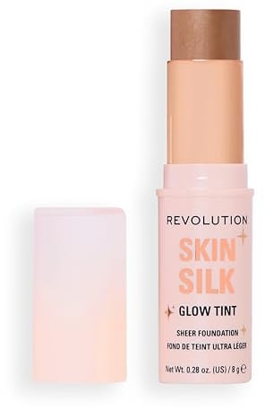 Revolution Skin Silk Glow Tint Transparenter Foundation Stick – Für Strahlende Haut, Kaschiert Unreinheiten & Glättet Feine Linien, Farbton Tan Cool, 8g