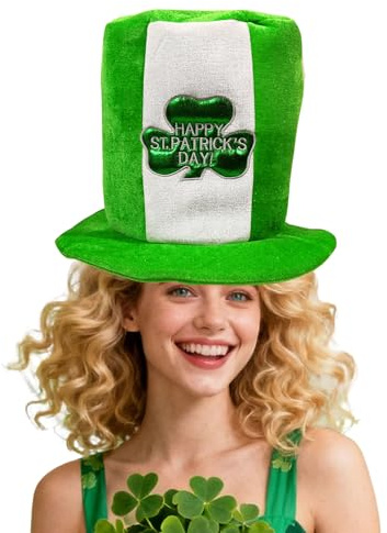 Hooin St. Patrick's Hut - Grün & Weiß mit besticktem Kleeblatt