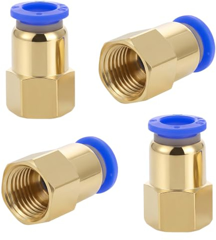 IGXX 4 raccordi pneumatici push-in in ottone, Filettatura PT femmina da 1/4'' a tubo Ø 8 mm, Adattatore rapido per sistemi di tubazione dell'aria