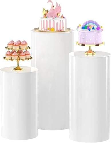 HoldOneLight Cylinder Pedestal Stand Set, Display Stands | Display Stands for Weddings, Parties, Events, Elegant Flower and Centerpiece Tables, Versatile Decorative Displays