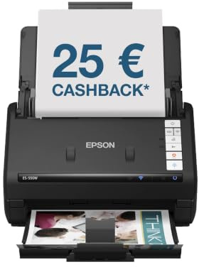Epson Workforce ES-550W WLAN Dokumentenscanner | 45 S./Min. / 90 ipm | 100 Blatt automatischer Dokumenteneinzug | Farbe | USB-Konnektivität | Bis DIN A4