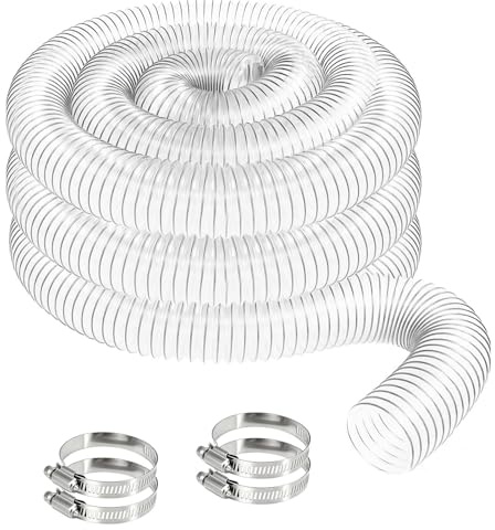 50mm Transparenter PVC Staubsammelschlauch, Universal PVC Rohr Staubsaugerschlauch Absaugschlauch Staubsauger Schlauch Transparent Spiralschlauch, für Werkstatt Staubsauger Teichpumpe