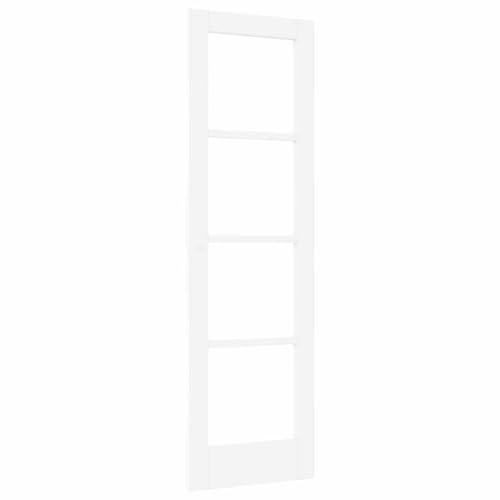 Puerta interior ORKDAL blanco imprimado 61 x 198,5 cm de madera maciza de pino con cristal moderno para dormitorio salón versátil y duradero para renovación nueva construcción