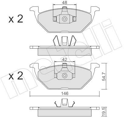 metelligroup 22-0211-1 Bremsbeläge, Made in Italy, Ersatzteile für Autos, ECE R90-zertifiziert, Kupferfrei