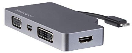 StarTech.com USB C Multiport Video Adapter with HDMI, VGA, Mini DisplayPort or DVI - USB Type C Monitor Adapter to HDMI 1.4 or mDP 1.2 (4K) - VGA or DVI (1080p) - Space Gray Aluminum (CDPVDHDMDPSG)