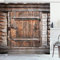 ABAKUHAUS Rustikal Duschvorhang, Rustikale Holztür, Stoffliches Gewebe Badezimmerdekorationsset mit Haken, 175 x 240 cm, Braun