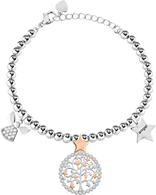 Bluespirit Bracciale da donna, Collezione ALBERO DELLA VITA, in brass, PVD rose gold, zirconi - P.62P405000200