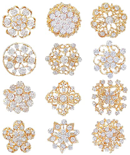 Brussels08 Lot de 12 Broches à Strass Brillants en Cristal pour Bouquet de Mariage - Cadeau de Noël