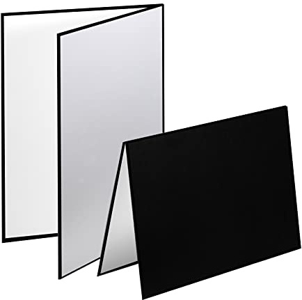 Meking 3 in 1 Photography Reflector Cardboard, 17 x 12 inch Folding Light Diffuser Board for Still Life, Product and Food Photo Shooting - Black, Silver and White, 2 Pack