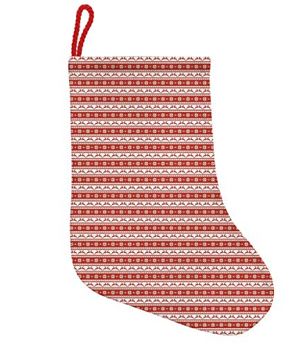 ABAKUHAUS Weihnachten Hängende Nikolausstiefel Weihnachtssocken, skandinavisch, Weihnachtsstrumpf zum Aufhängen, 25x35cm, rot-Weiss