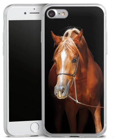 Slim Case extra dünn kompatibel mit Apple iPhone SE (2020) Silikon Handyhülle transparent Hülle Pferd Hobby Stute