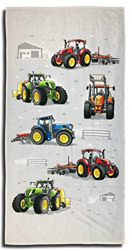 ESPiCO Strandlaken Traktor Badetuch Landmaschinen Bulldog Schlepper Landwirt Anhänger 75 cm x 150 cm