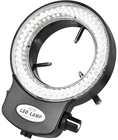 Mikroskop LED Licht, Mikroskop Kamera 144 LED Perlen Lichtquelle Helligkeit einstellbar Ringlampe für Stereomikroskop Kamera, Mikroskoplampe Für Stereo Mikroskope(Schwarz)