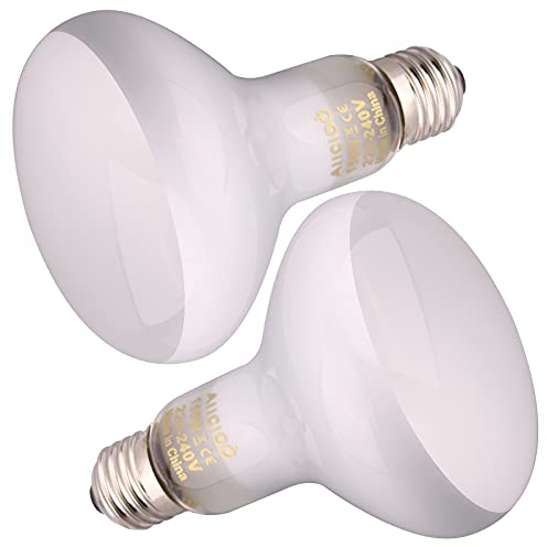 AIICIOO Ampoule infrarouge - Lampe chauffante rouge Pet Light pour reptiles et amphibiens, lot de 100 W, blanc