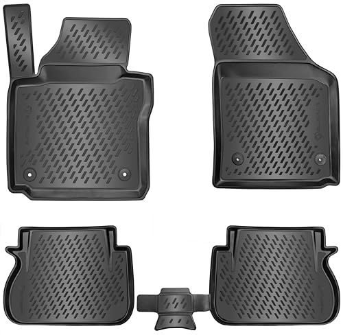 ELMASLINE 3D Gummimatten Set für VW Caddy 3 (III) 2004-2015 | Fußmatten mit extra hohem Rand | Zubehör