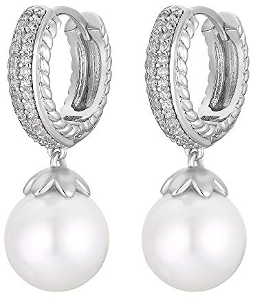 Heideman Ohrringe Damen Jil poliert aus Edelstahl silber farbend poliert Ohrschmuck für Frauen mit Perle weiss