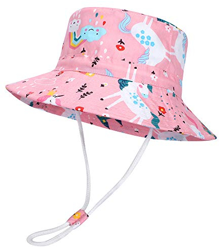 MASOCIO Cappellino Neonata Bambina Estivo Sole Cappello Bambini Bimba 12 18 1 2 Anni con Sottogola Regolabile età 6-24 Mesi Rosa