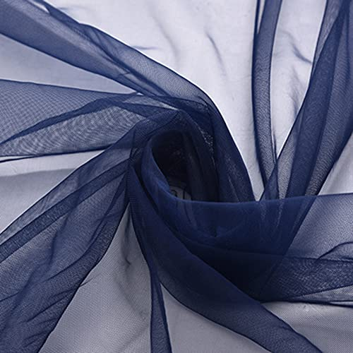 ZXC Organza Stoff Tüll Stoff 150 cm Breit Transparente Rolle Organza Sheer Stoff Eleganter Dekorativer Stoff für Hochzeitsstuhl Tischdekoration Party DIY Crafts Verkauft von 4m(Color:Dunkelblau)