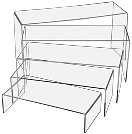 Espositore Acrilico Trasparente,5pcs 5 Dimensioni ,Alzate di Display Acrilico Trasparente Alzata scaffale vetrina per Display di Gioielli Negozio di Attrezzature