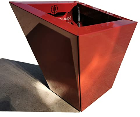 InterLock Pot de Fleurs en Aluminium-Composite, Couleur (Bordeaux Brillant), Pan coupé évasé, Dimensions au Sol 20x20 cm Hauteur 40-35-30 cm Fabrication française by
