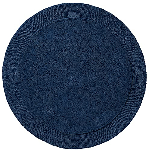 Erwin Müller Badematte, Badteppich Uni Serie Stuttgart Marine Größe rund: 90 cm Ø - extra dick, hohe Saugfähigkeit, 100% Baumwolle