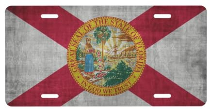 Americana Florida State Flag 4-Loch Aluminium Auto Nummernschild Dekor Nummernschild Nummernschild 6x12 Zoll