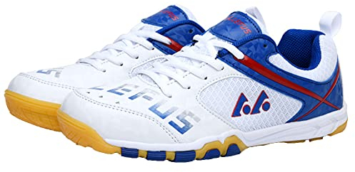 PENXZT Herren Badminton Tennisschuhe Tennis Trainingsschuhe Tischtennis Turnschuhe,Weiß,45 EU
