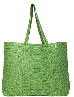 PIECES Pcloma Straw Shopper, Sac Femmes, Vert Poison, Taille Unique