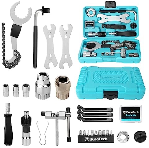 DURATECH Fahrrad Reparaturset 31-Teilig mit Werkzeugkoffer, Tragbarer Fahrrad Werkzeug Set für Fahrrad Kette Pedal Reifen Montage Reparaturen