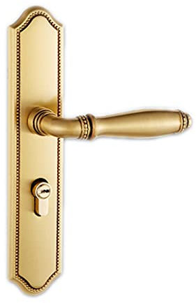 Innenbereich Türgriff Dämpfer Kupfer Türschloss Türgriffe Innen Massivholz Türgriff mit Schlüssel, wendbar für Rechts & Links Seite Eingang Türknauf (Farbe: Gold links innen)