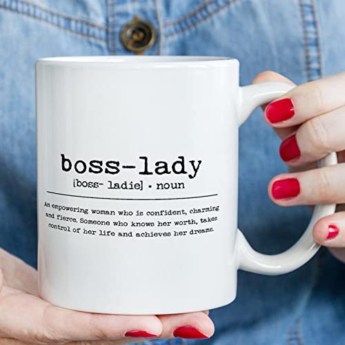 Boss-Lady Definition Kaffeetassen Boss-Lady Definition Typografie Tasse 325 ml sarkastische Keramik Kaffeetassen Neuheit Kaffeetasse Geschenk für beste Freundin, Mutter, Vater, Schwester, Lehrer