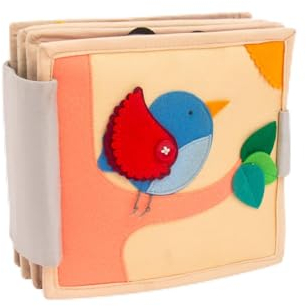 Jolly Designs – Mini Quiet Book Magischer Vogel – Montessori Spielzeug ab 18 Monaten – Motorik & Kreativität fördern – Busy Book aus Filz – Handgefertigtes Filzbuch – Perfekt für unterwegs & Reisen