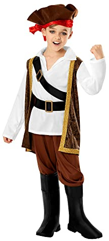 Bristol Novelty 3013475-6 Pirate Costume Kids Fancy Dress, Boys, Girls, Multi, 5-6 Years Halloween
