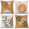 ASDCXZ Boho Kissenbezug 40x40 cm 4er Set, Modern Abstrakt Grün Blätter Sonne Orange Sofa Dekokissen Kissenbezüge Kissenhülle Waschbar Polyester Flachs Textil Polster Kopfkissenbezug Kissen Bezug